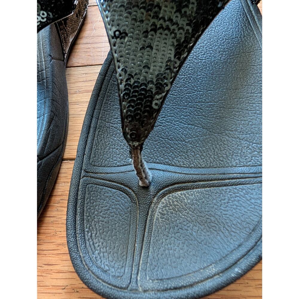 FITFLOP Black Sequin Flip Flops Thong Sandals Comfort Sole Women's Size 9 - Picture 3 of 10